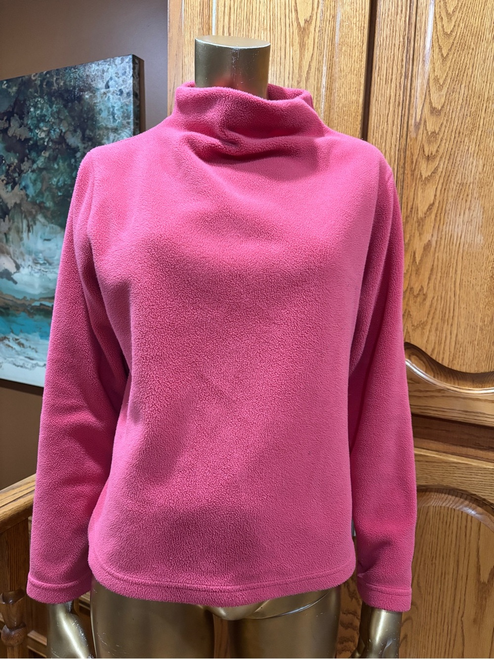 L.L. Bean Rose Pink Funnel Cowl Fleece Sweater